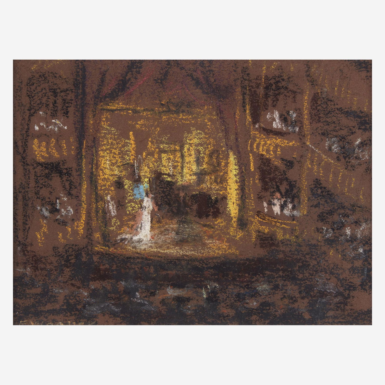 Frederick R. Wagner (American, 1864-1940) Interior,: Frederick R. Wagner (American, 1864-1940) Interior, Academy of Music; together with 4 companions 1) Interior, Academy of MusicPastel on paper5 1/2 x 7 1/2 in. (14.0 x 19.0cm) 2) Market PlaceGouache on