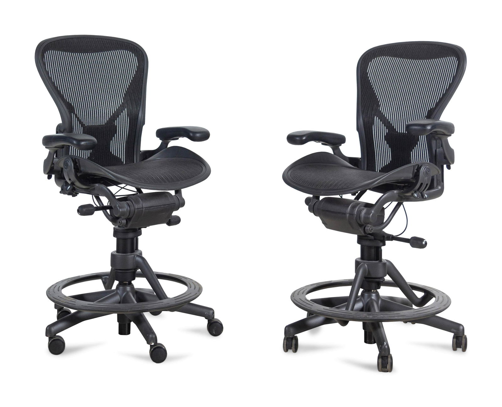 Two Herman Miller Aeron Counter Height Chairs