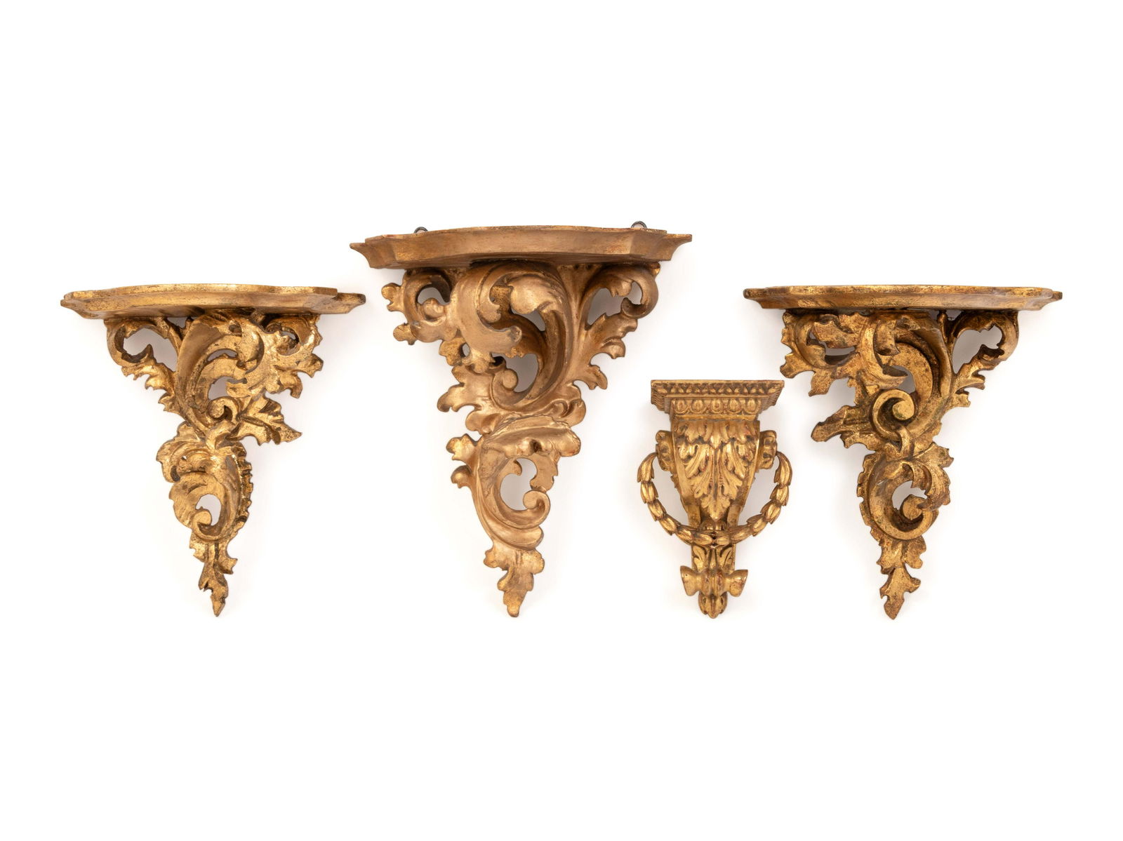 Four Louis XV Style Carved Giltwood Wall Brackets (1 of 3)