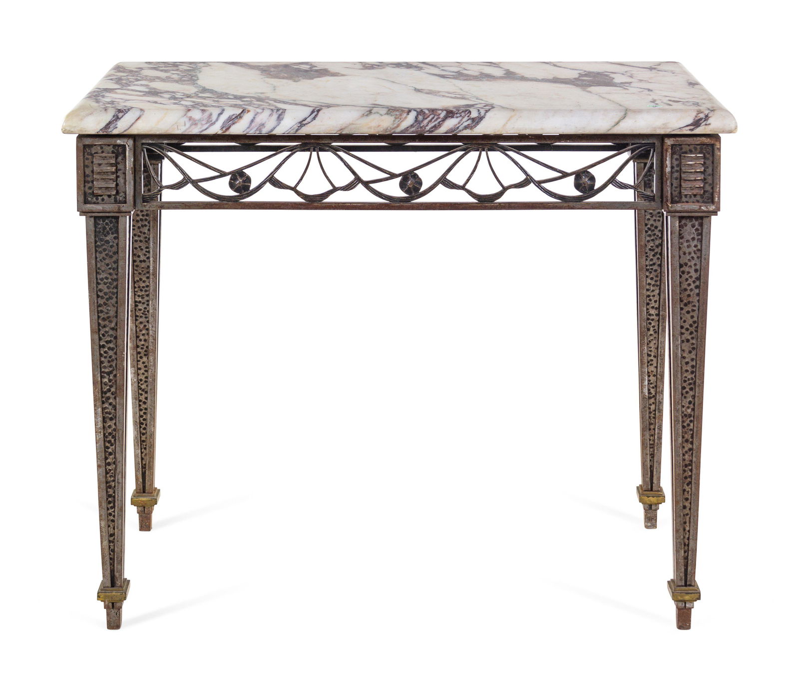 An Art Deco Patinated Metal Marble-Top Side Table (1 of 3)