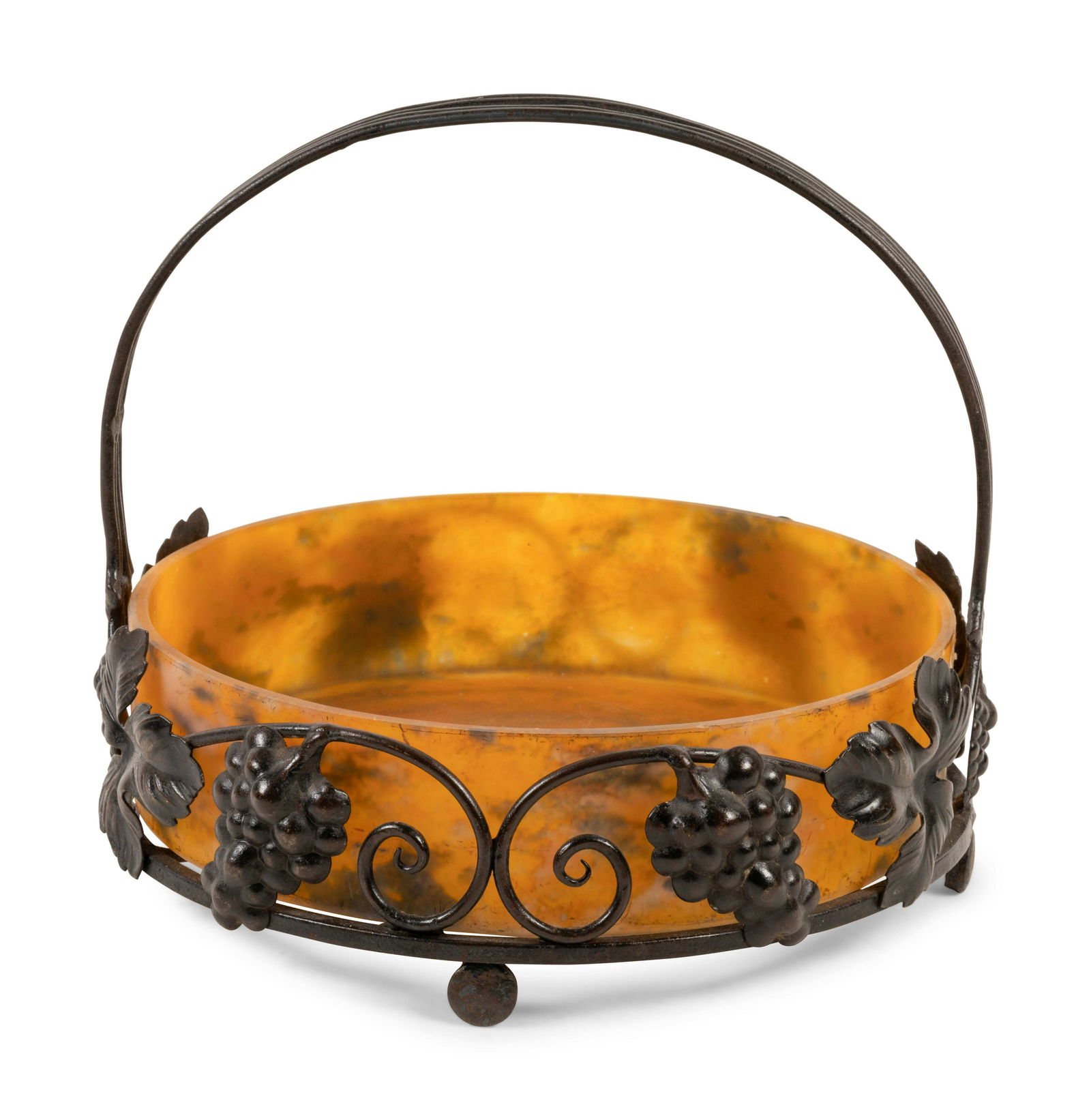 A French Art Deco Iron and Daum Glass Basket (1 of 2)