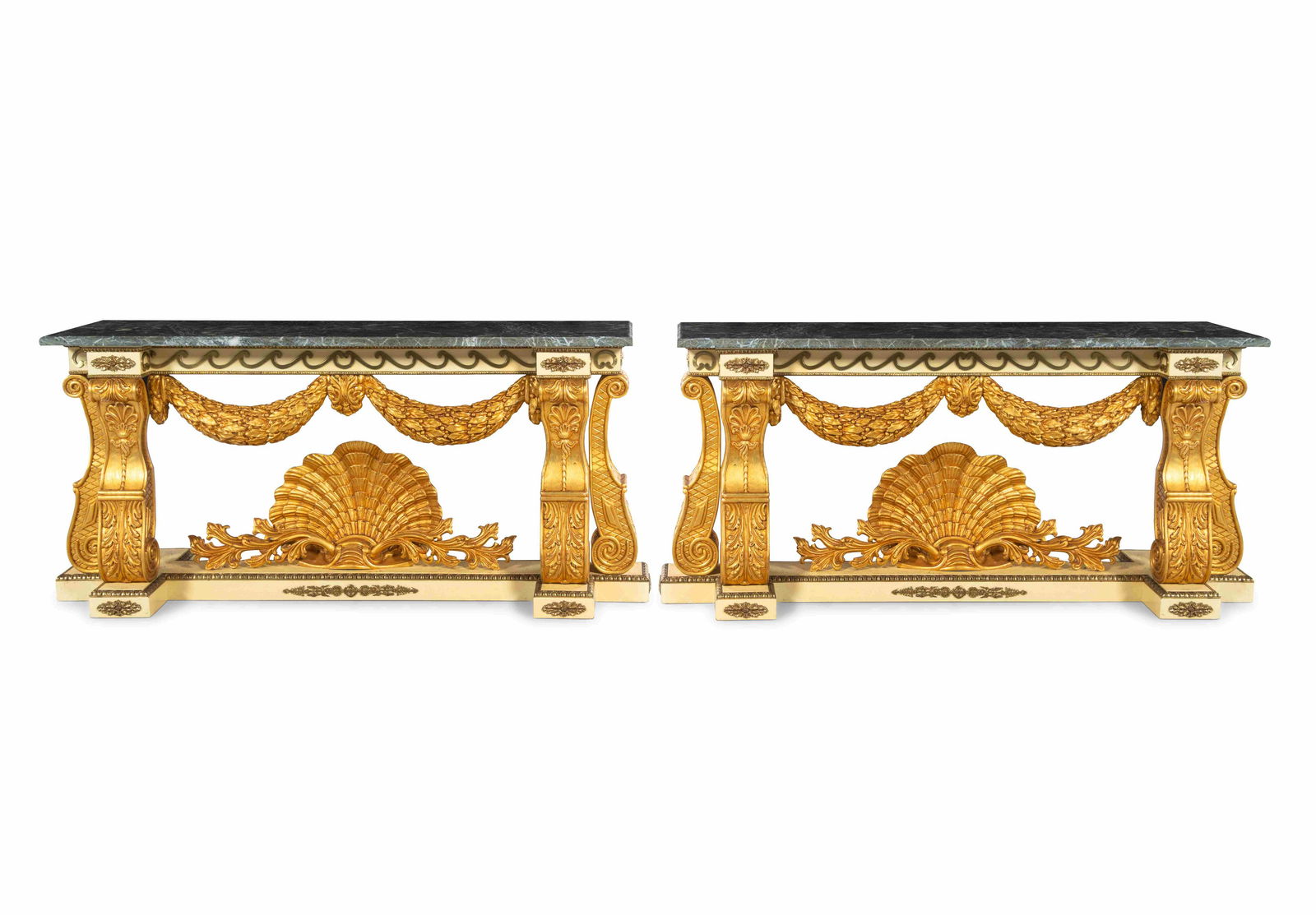 A Pair of Neoclassical Style Giltwood Marble-Top (1 of 4)