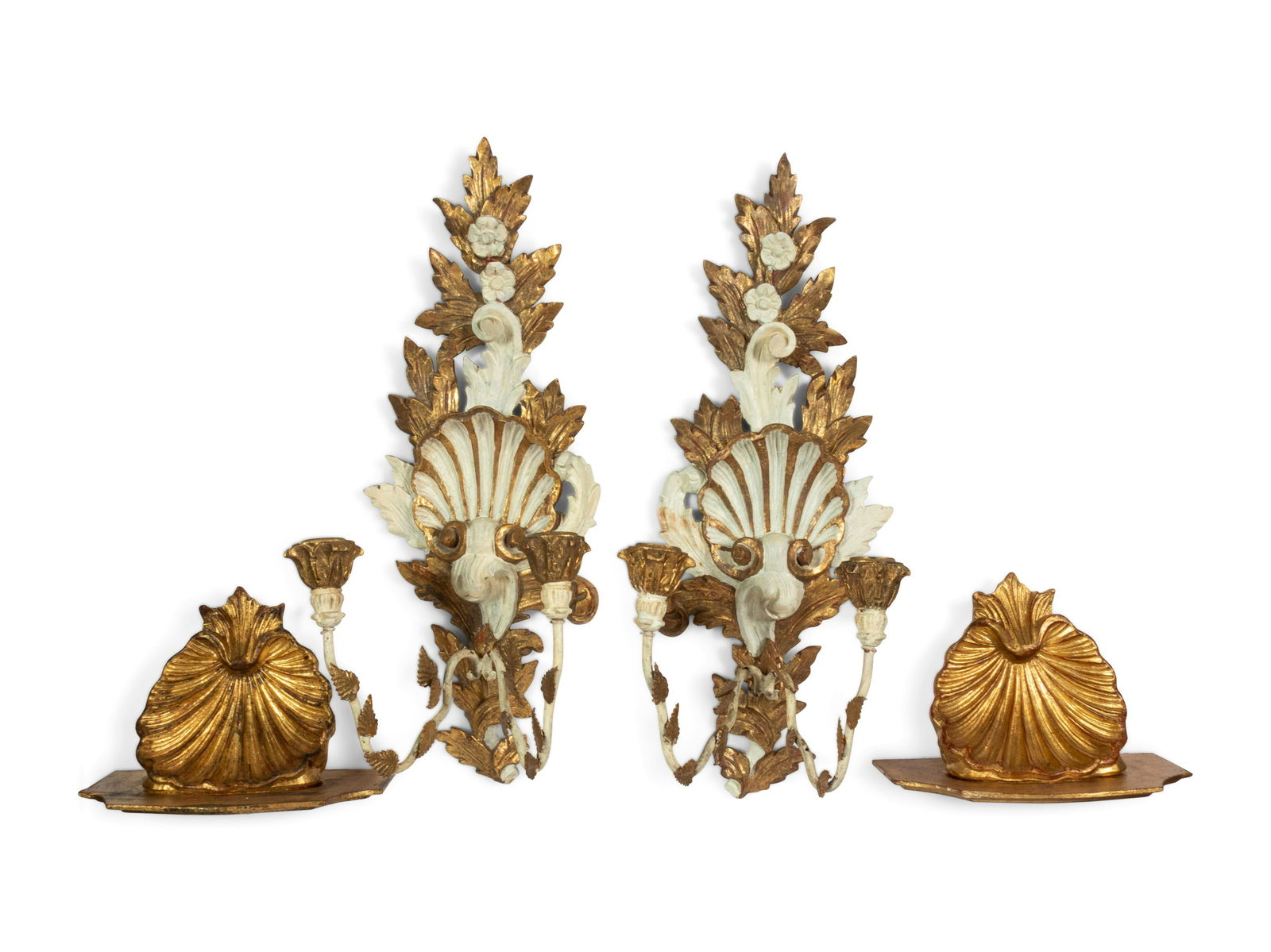 A Pair of Italian Giltwood and Metal Sconces and a Pair (1 of 6)