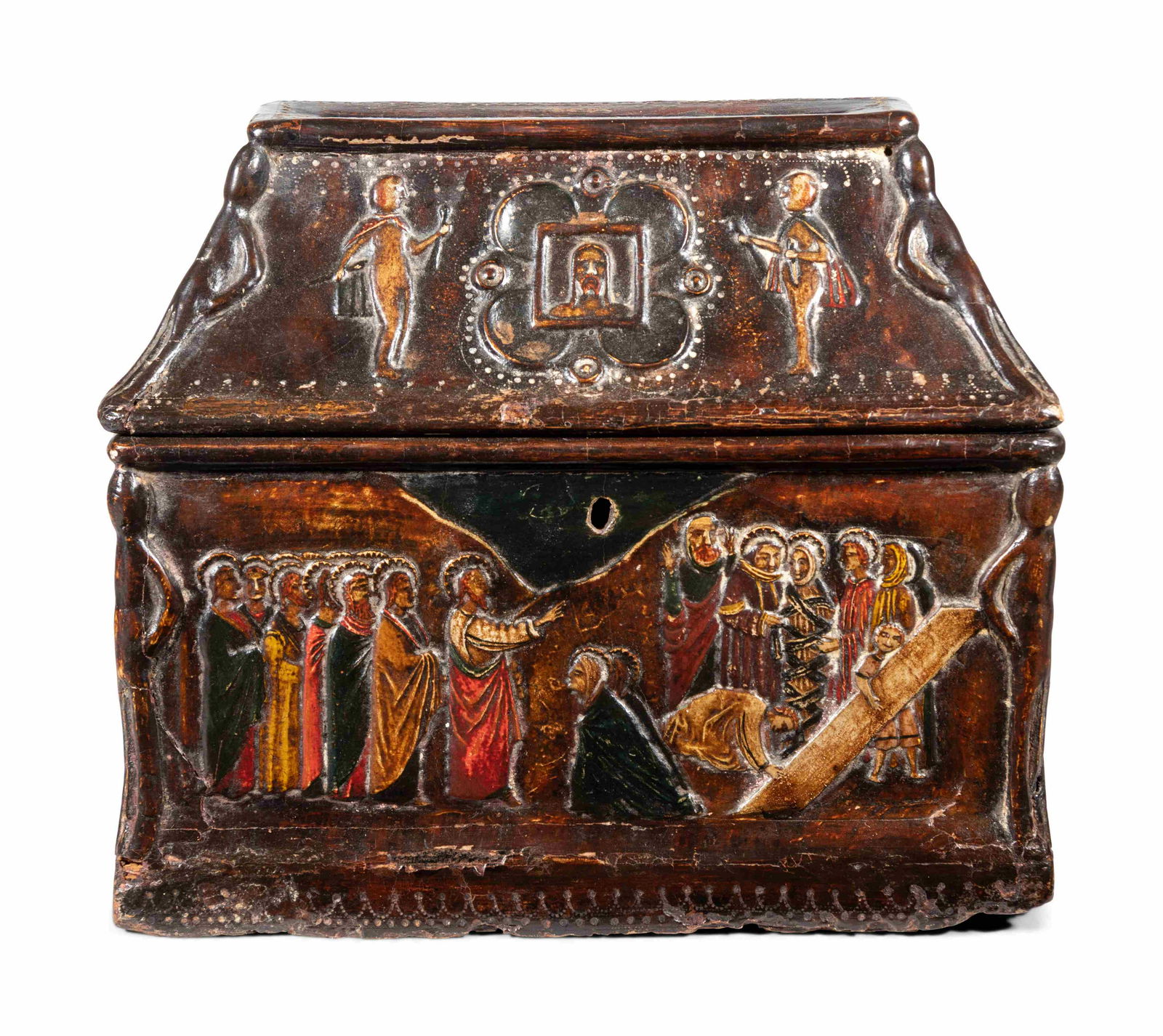 An Italian Polychrome Decorated Salt Box Depicting (1 of 5)