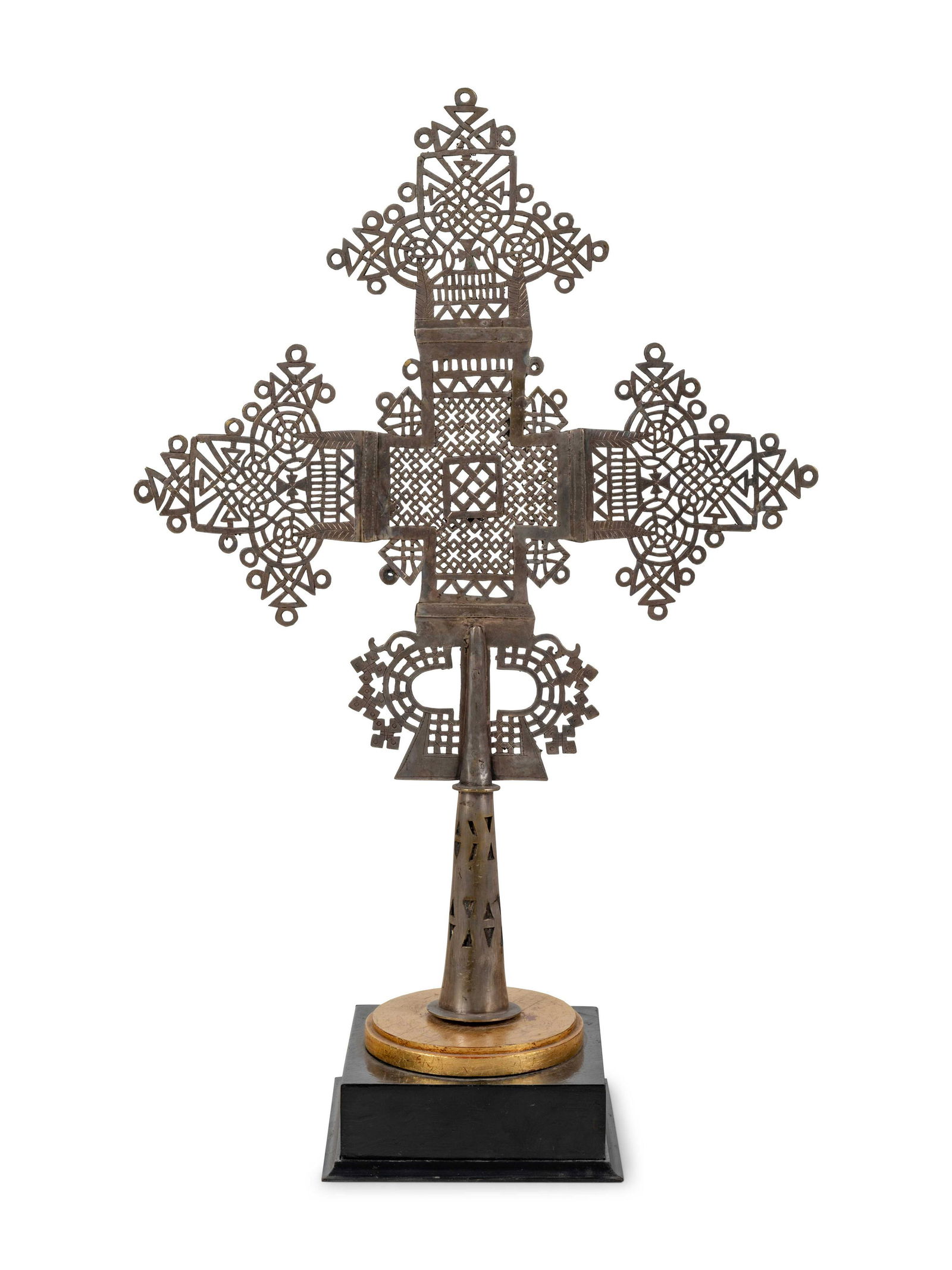 A Coptic Silvered Metal Processional Cross on Stand (1 of 4)