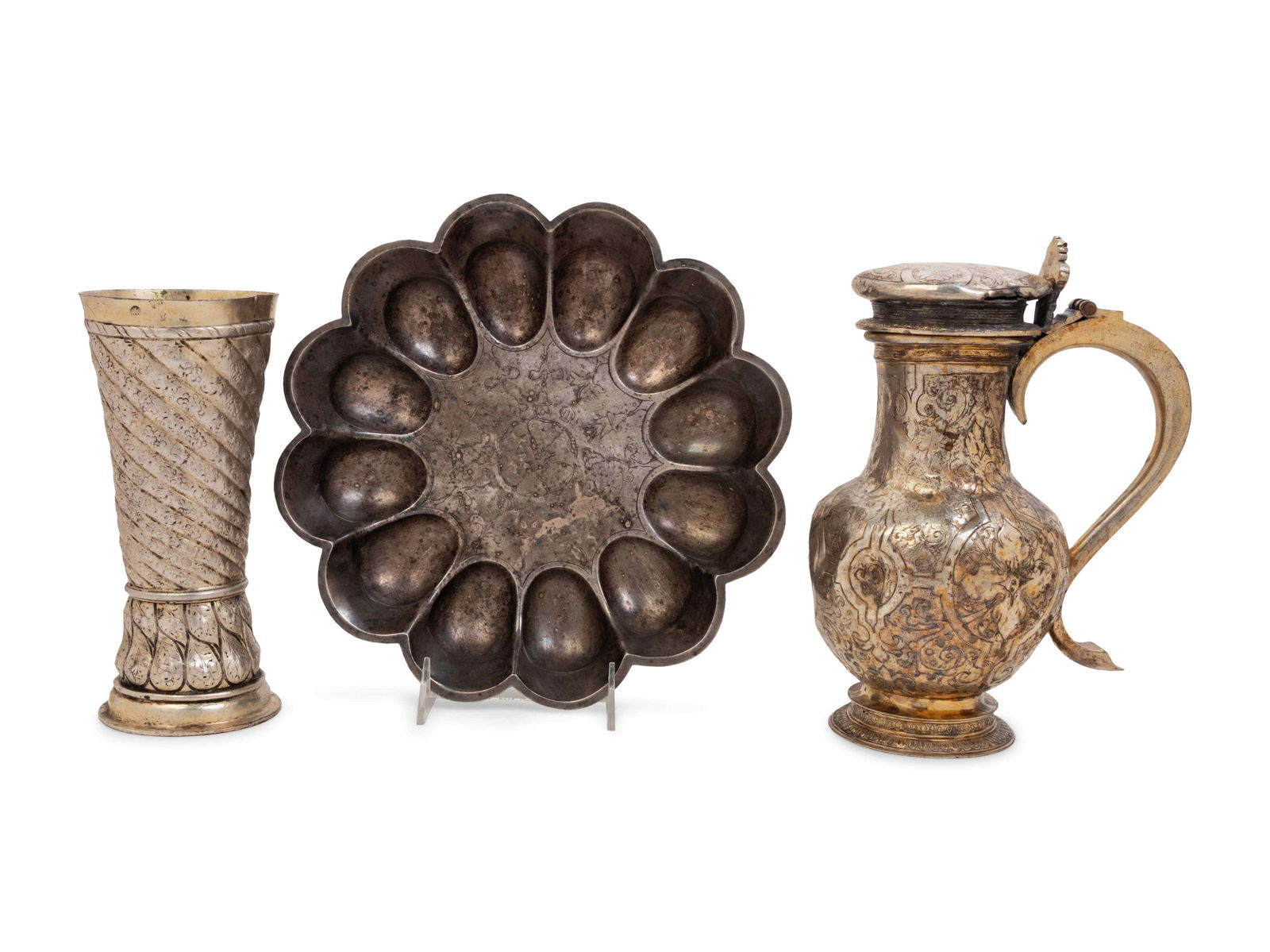 A Continental Silvered Metal Beaker, Covered Vessel and (1 of 4)