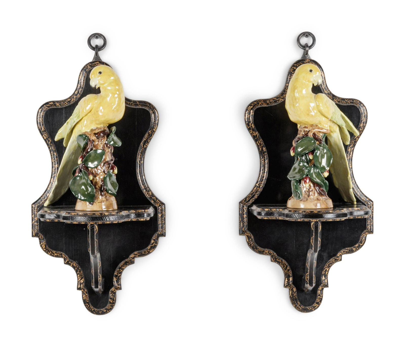 A Pair of Continental Porcelain Parrots with Parcel (1 of 3)