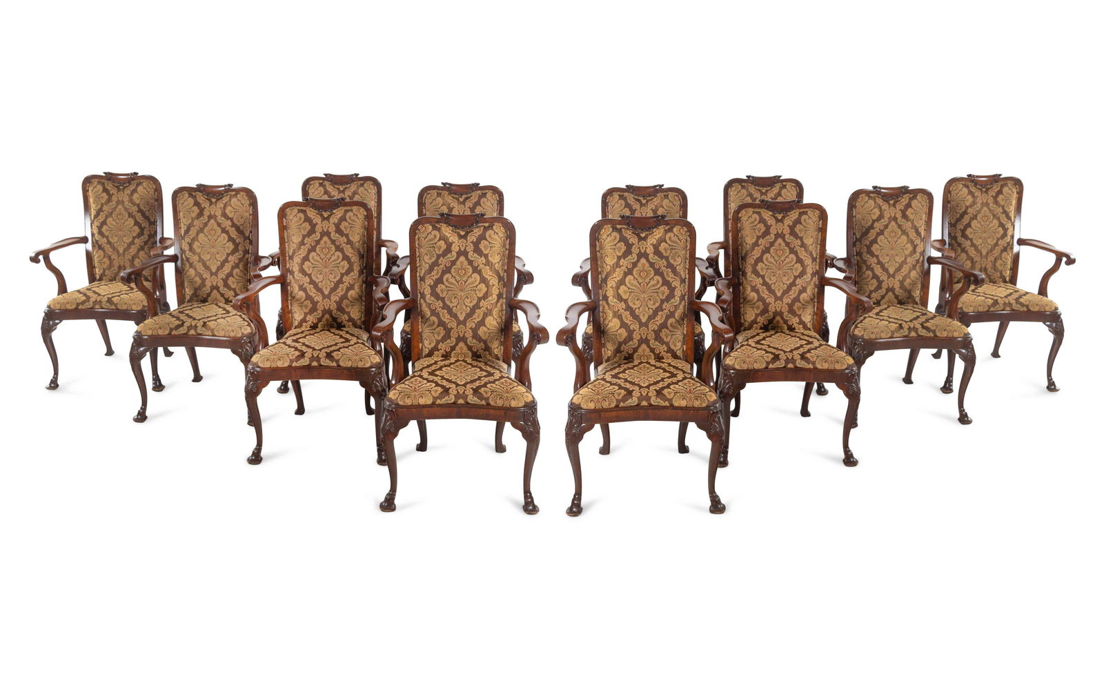 A Set of Twelve Queen Anne Style Mahogany Armchairs (1 of 4)