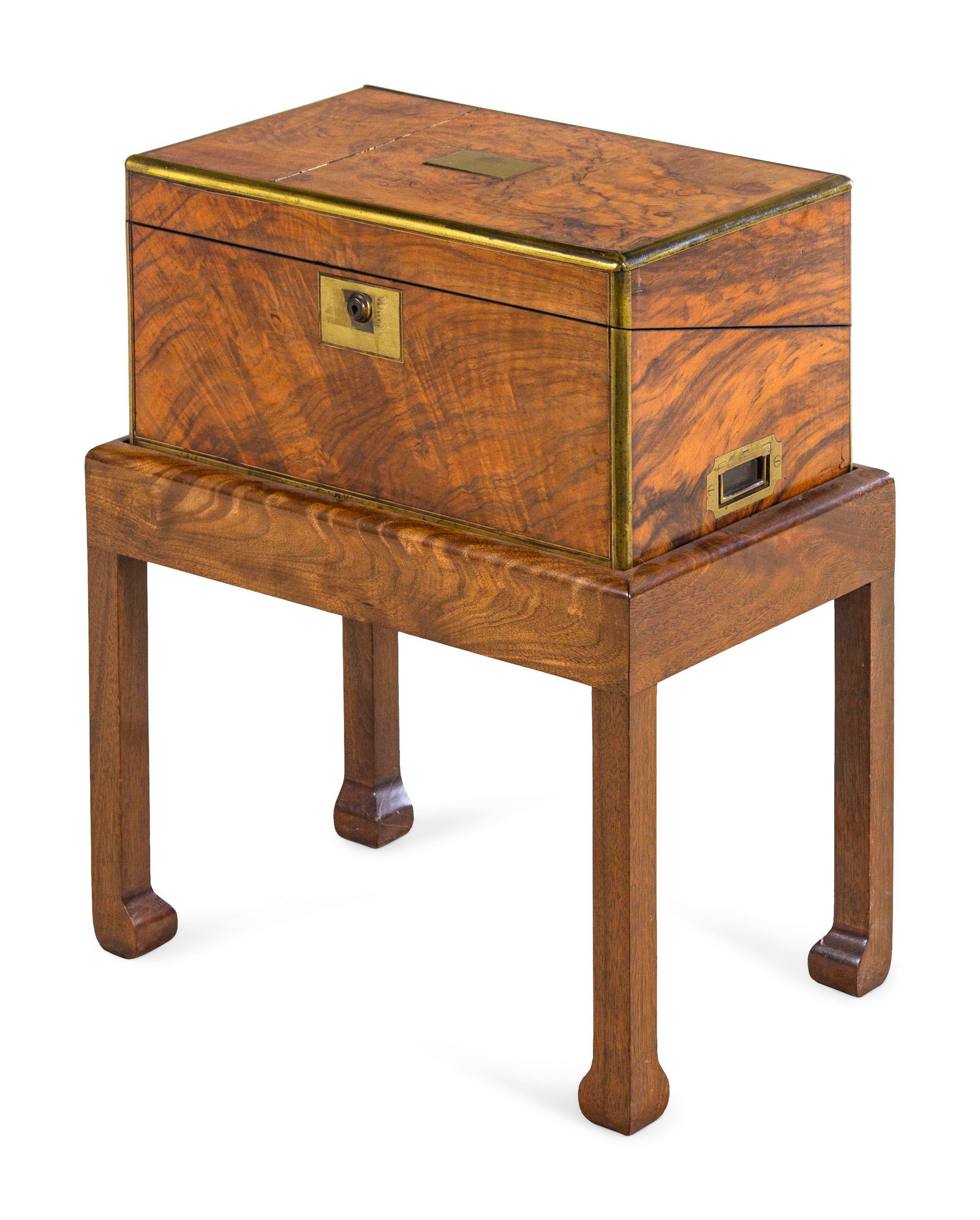 A George III Burl Walnut Writing Box on a Later Stand (1 of 3)