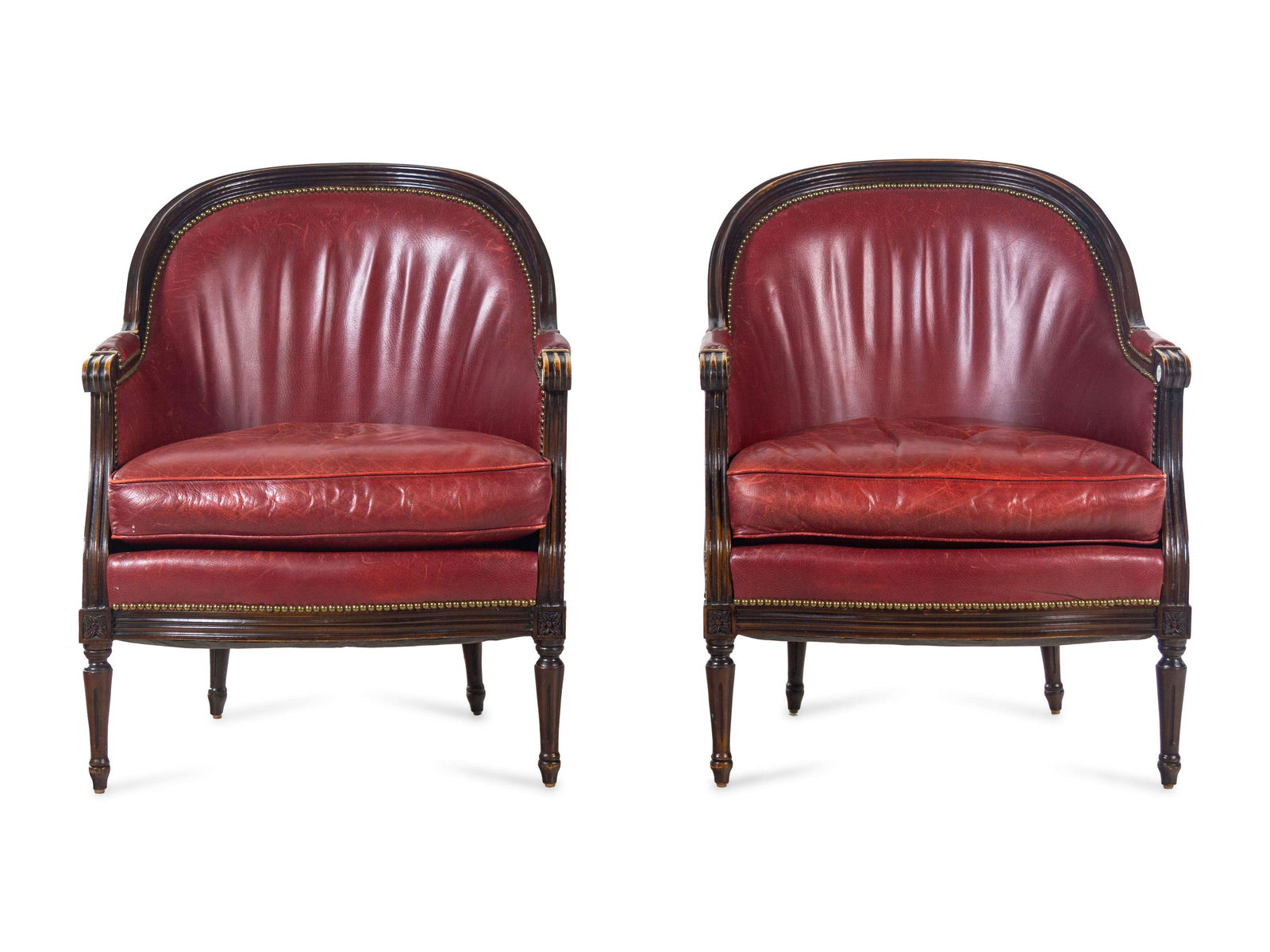 A Pair of Edwardian Style Carved Mahogany Barrel-Back (1 of 3)