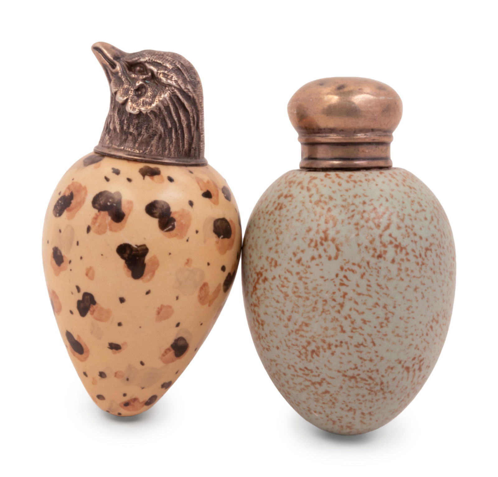 Two English Silver Mounted Polychrome Earthenware Scent (1 of 4)