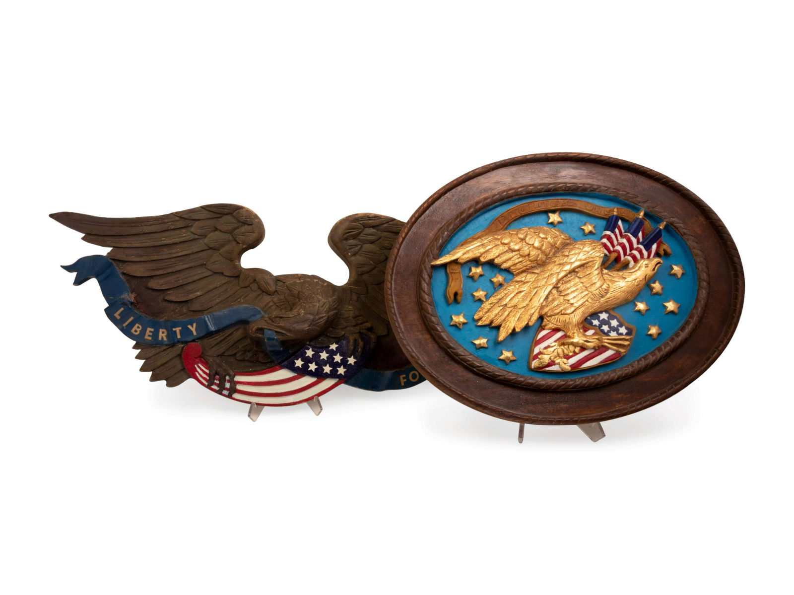 A Carved and Painted Eagle and a Carved, Painted and (1 of 4)