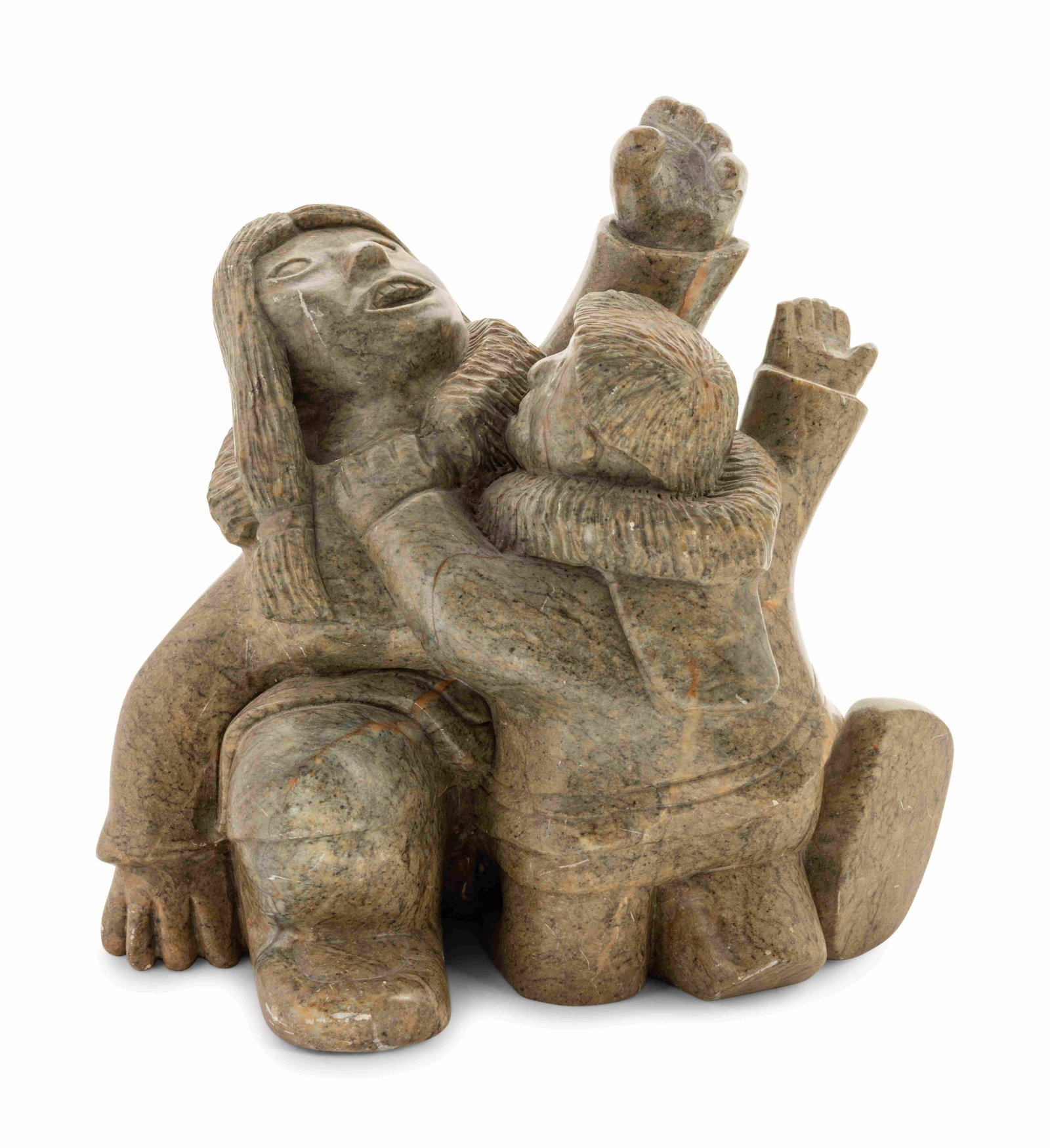 Fred Iyak Trimble (Inuvialuit, b. 1961): Fred Iyak Trimble (Inuvialuit, b. 1961) Untitled carved soapstone incised Iyak and numbered 589LY0088 to the underside Height 10 x width 10 1/2 inches. Property from the Collection of Leonard Stark, C