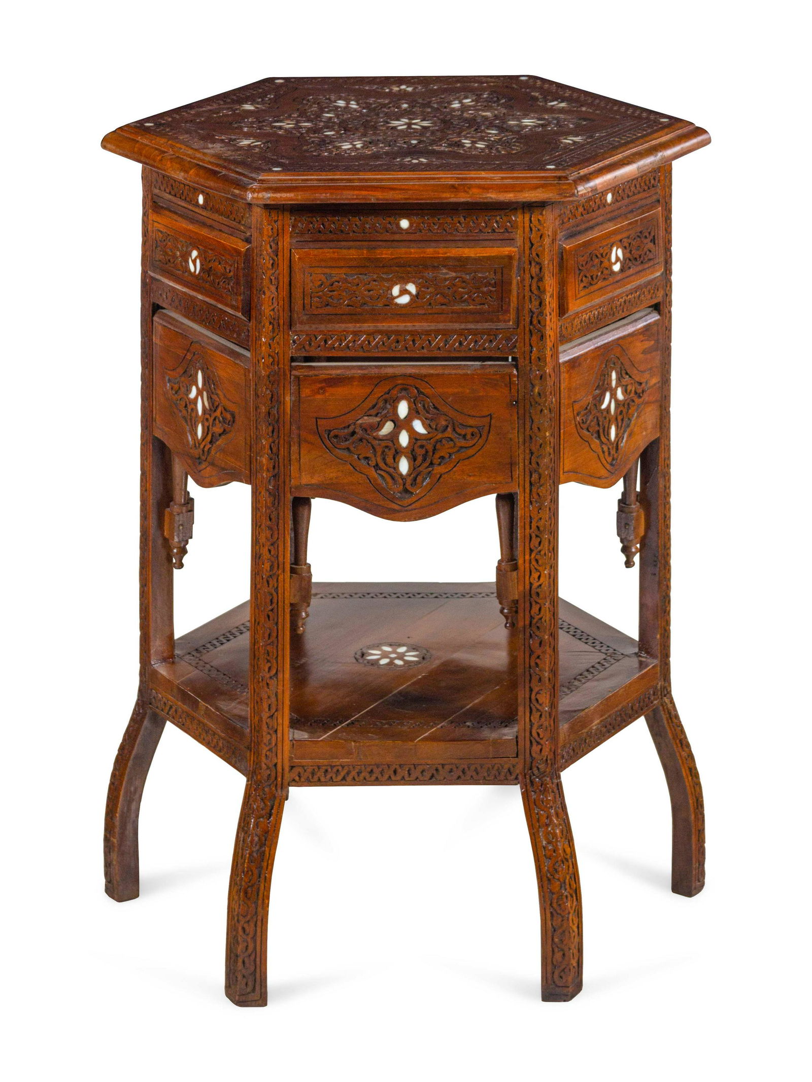 A Syrian Mother-of-Pearl Inlaid Walnut Side Table (1 of 3)