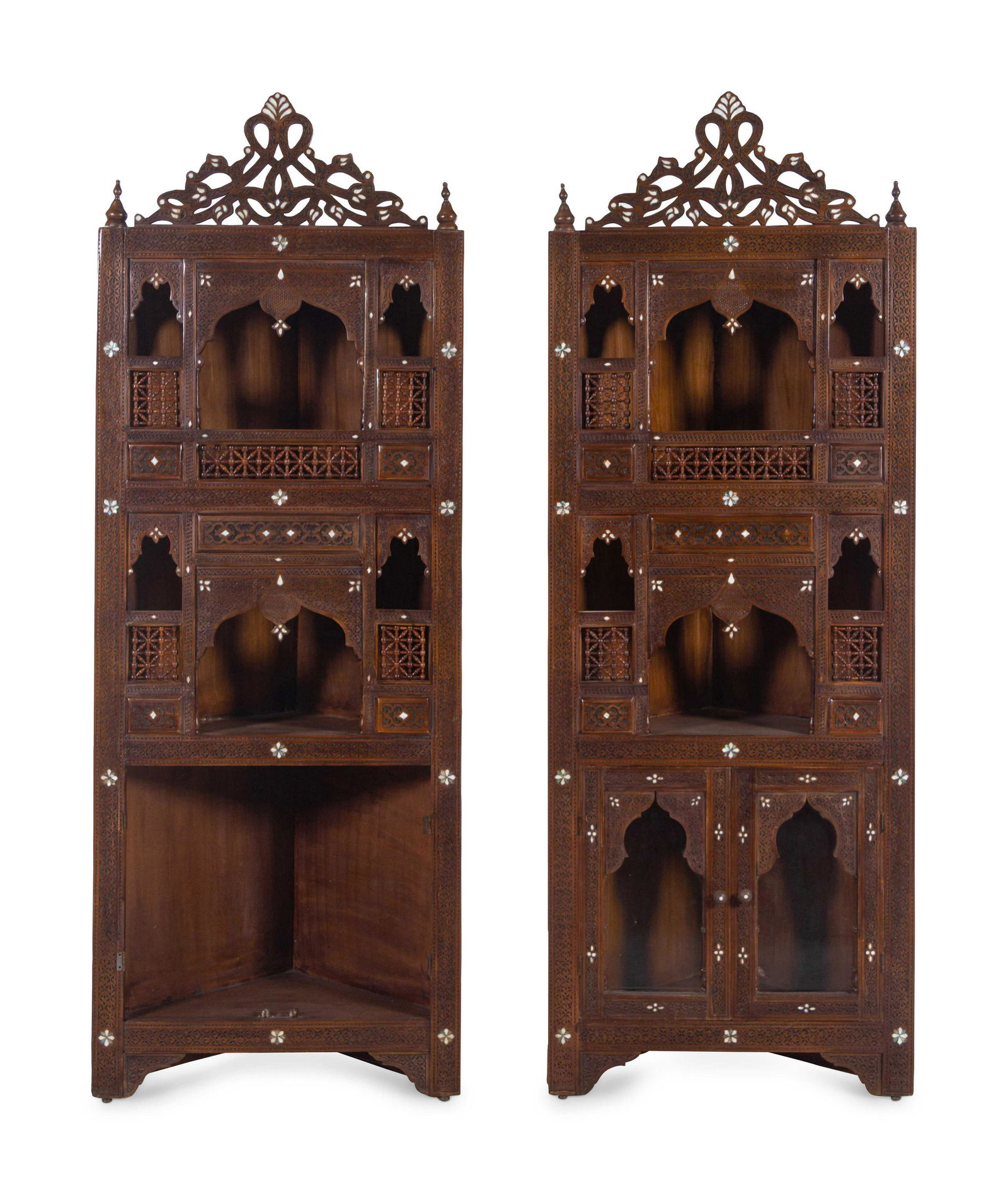 A Pair of Syrian Mother-of-Pearl Inlaid Walnut Corner (1 of 4)