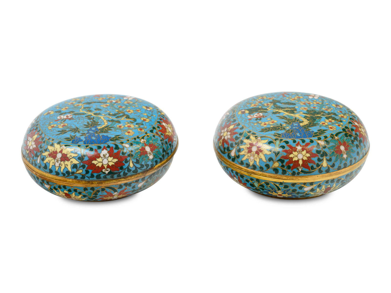 A Pair of Chinese Export Cloisonne Enamel Covered Boxes (1 of 4)