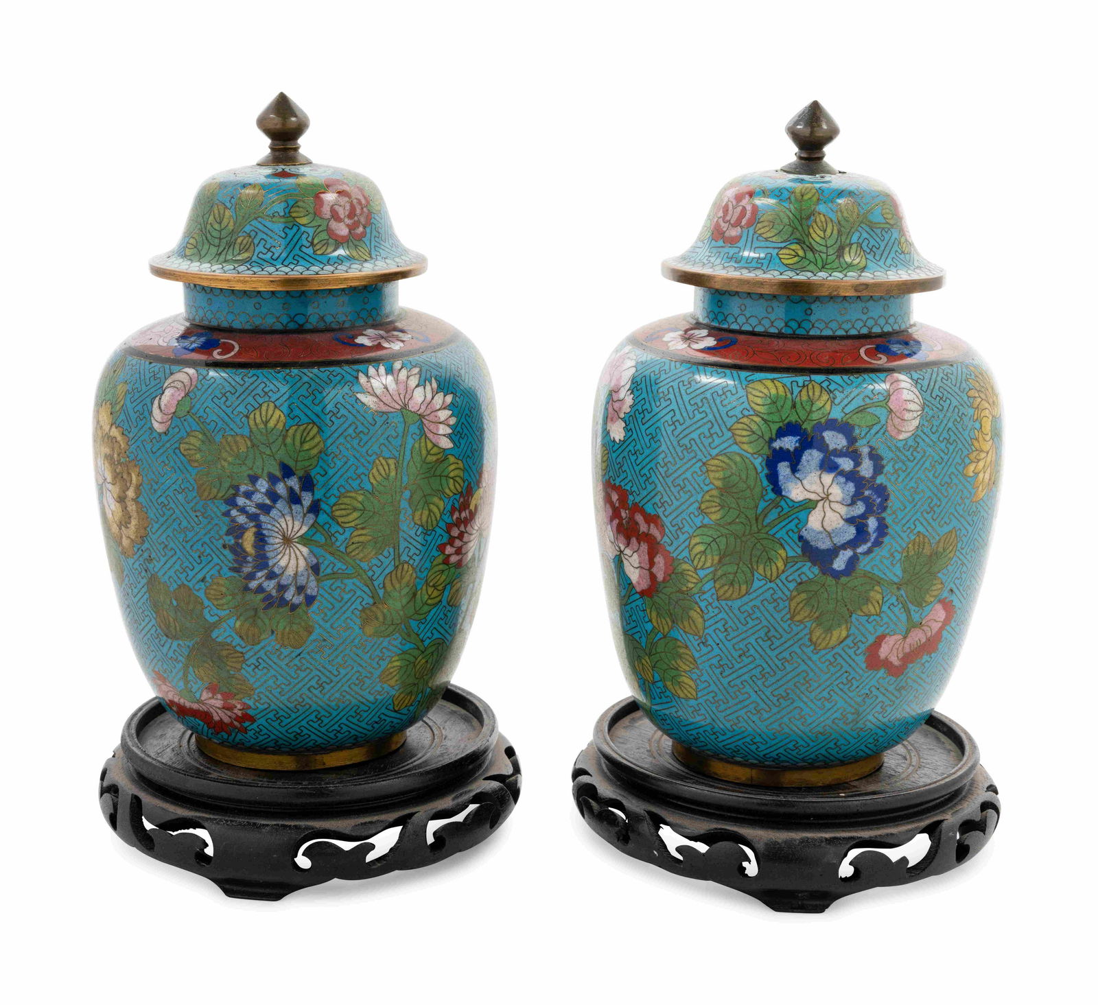 A Pair of Chinese Export Cloisonne Enamel Covered Vases (1 of 5)