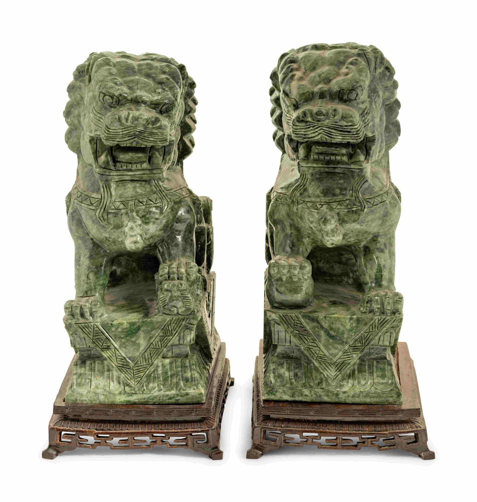 A Pair of Chinese Export Carved Hardstone Temple (1 of 2)