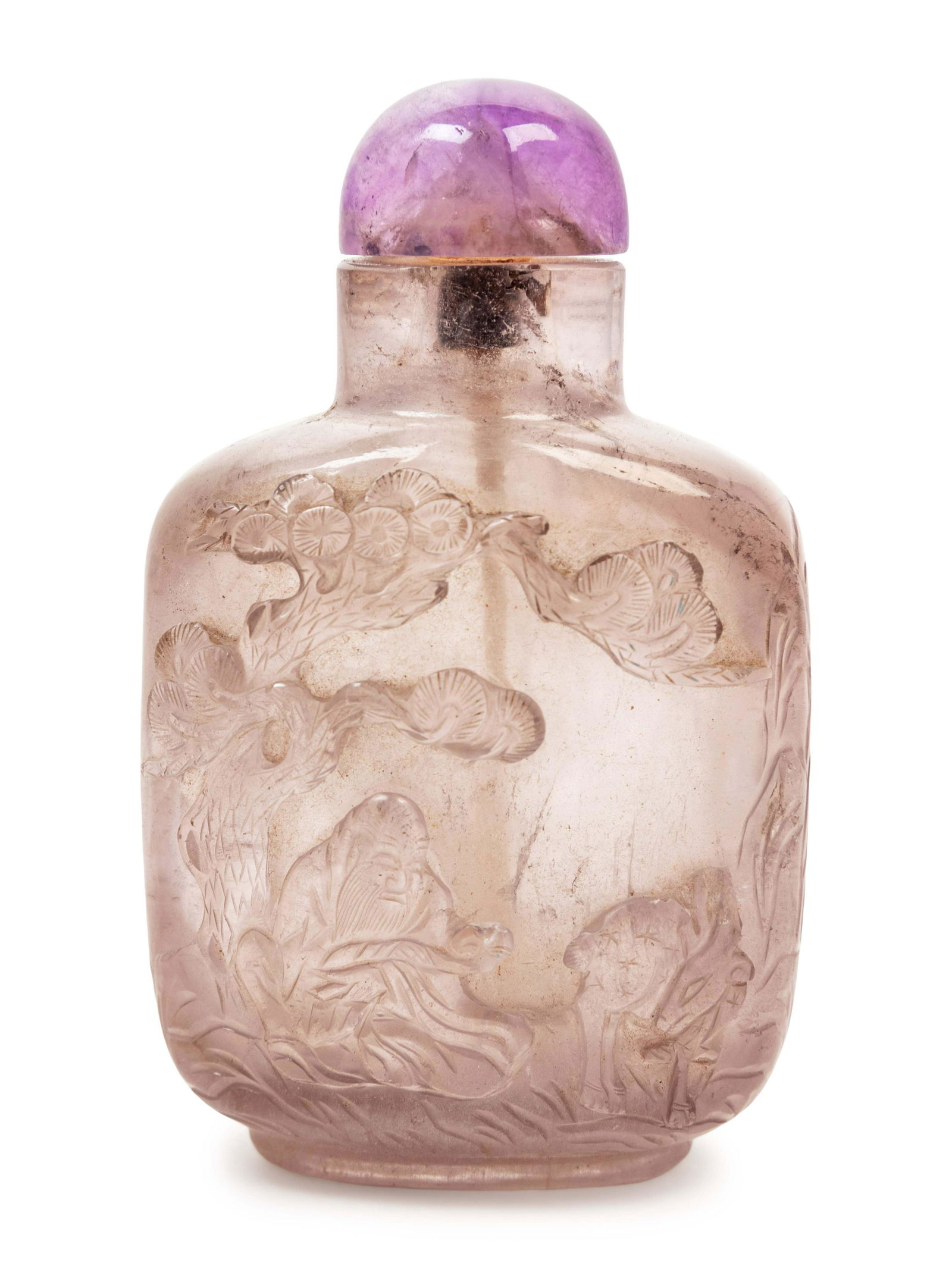A Chinese Carved Smoky Quartz Snuff Bottle (1 of 3)