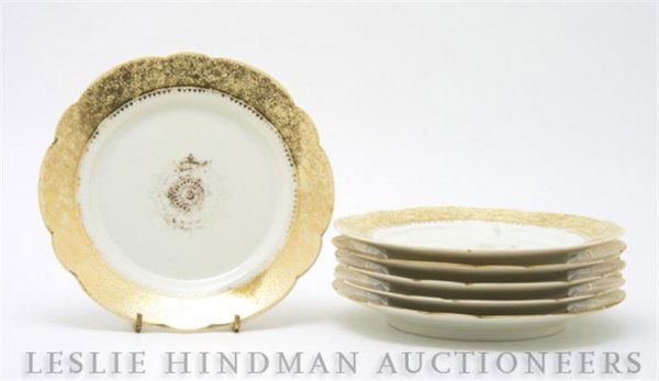 A Group of Continental Porcelain Dinnerware, Width: A Group of Continental Porcelain Dinnerware, comprising six lobed porcelain dishes. Width at widest 7 1/4 inches. Property from the Estate of Ernest Trova, St. Louis, Missouri