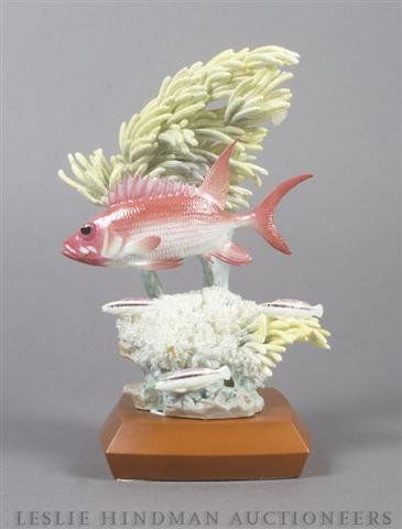 A Royal Worcester Squirrel Fish, Height 10 1/2 inc: A Royal Worcester Squirrel Fish, designed by R. Van Ruyckevelt. Height 10 1/2 inches.