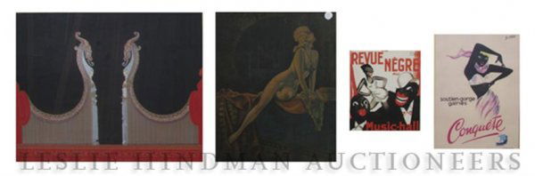 A Collection of Four Posters, Height of first 19 1: A Collection of Four Posters, comprising a work by Erte, two black americana works and an untitled work. Height of first 19 1/2 x 25 1/4 inches visible.