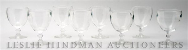 A Set of Eight American Water Goblets, Steuben, He: A Set of Eight American Water Goblets, Steuben, having baluster form stems, pattern 6268, marked on underside. Height 5 1/2 inches. Property from the Grace Hokin Estate, Chicago, Illinois