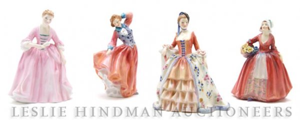 A Collection of Four Royal Doulton Porcelain Figur: A Collection of Four Royal Doulton Porcelain Figures, comprising Eleanor, Hostess of Williamsburg, Judith and Janet. Height of tallest 7 1/4 inches.
