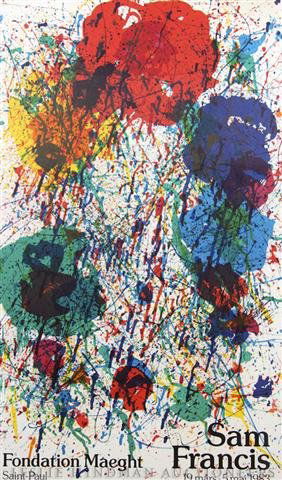 Sam Francis, (American, 1923-1994), Foundation Mae: Sam Francis (American, 1923-1994) Foundation Maeght poster 34 1/2 x 20 1/2 inches. Property from the Estate of Hortense Singer, Rancho Mirage, California