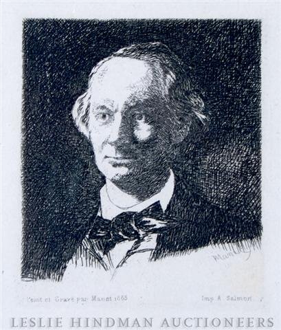 After Edouard Manet, (French, 1831-1883), Portrait: After Edouard Manet (French, 1831-1883) Portrait of a Man etching signed (lower right) 3 1/2 x 3 inches. Property from the Private Collection of Robert and Jane Calvin, Chicago, Illinois