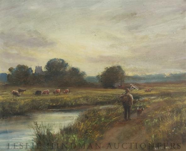 Arthur Trevor Haddon, (19th Century), Farmer in th: Arthur Trevor Haddon (19th Century) Farmer in the Field watercolor signed (lower right) 9 1/2 x 11 1/2 inches.
