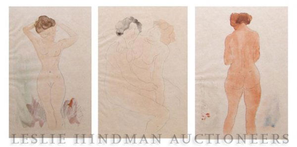 Auguste Rodin, (French, 1840-1917), Nudes (a group: Auguste Rodin (French, 1840-1917) Nudes (a group of three works) lithographs 11 1/2 x 7 inches (each).
