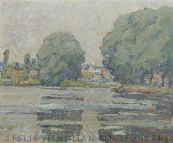 William J. Forsyth, (American, 1854-1935), Landsca: William J. Forsyth (American, 1854-1935) Landscape oil on canvas signed (lower right) 13 3/8 x 11 1/2 inches. Property from the Indianapolis Museum of Art, Indianapolis, Indiana