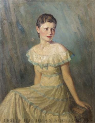 John Doctoroff, , Portrait of a Young Lady: John Doctoroff Portrait of a Young Lady oil on canvas signed (lower right) 42 x32 inches.