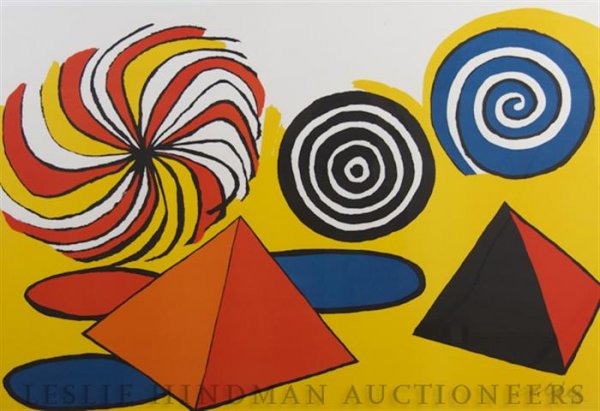 Alexander Calder, (American, 1898-1976), Untitled: Alexander Calder (American, 1898-1976) Untitled (Pinwheels and Pyramids color lithograph EA, signed (lower right) 29 1/4 x 43 1/2 inches. Property from the Collection of a New York-Based