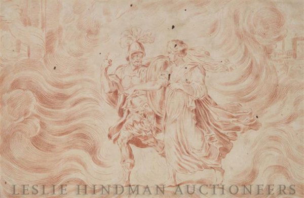 Follower of Annibale Carracci, (Italian, 1560-160: Follower of Annibale Carracci (Italian, 1560-1609) Venus guiding Aeneas to Carthage in a Cloud red chalk 10 1/2 x 16 1/2 inches.