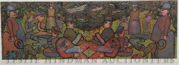 Enrico Baj, (Italian, 1924-2003), Take Off on Le : Enrico Baj (Italian, 1924-2003) Take Off on Le Grand Jete lithograph edition 43/150, signed (lower right) 39 1/8 x 13 inches.