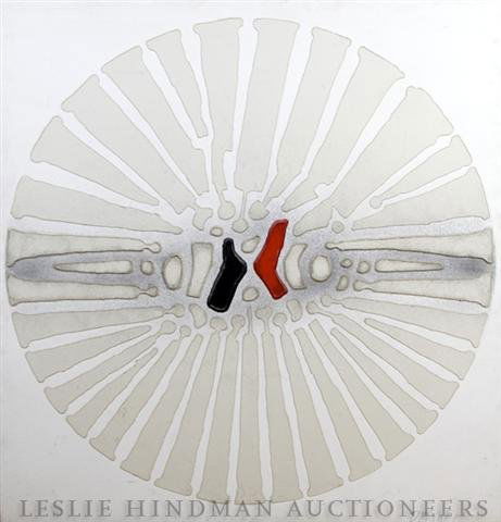 Paul Maxwell, (American, b. 1925), Untitled: Paul Maxwell (American, b. 1925) Untitled mixed media signed (lower right) 43 3/4 x 43 3/4 inches.