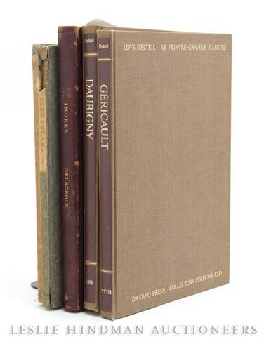 (GRAPHIC ARTISTS) DELTEIL, LOYS. Ingres & Delacro: (GRAPHIC ARTISTS) DELTEIL, LOYS Le Peintre-Graveur Illustre: Ingres & Delacroix. Paris: Chez l'Auteur, 1908. Folio, 3/4 morocco boards, spine stamped in gilt. First edition. With original etching tipp