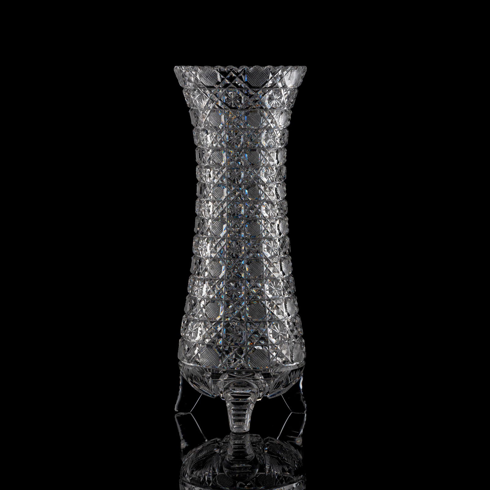 A Brilliant-Period "Harvard" Cut Glass Vase with Three (1 of 3)