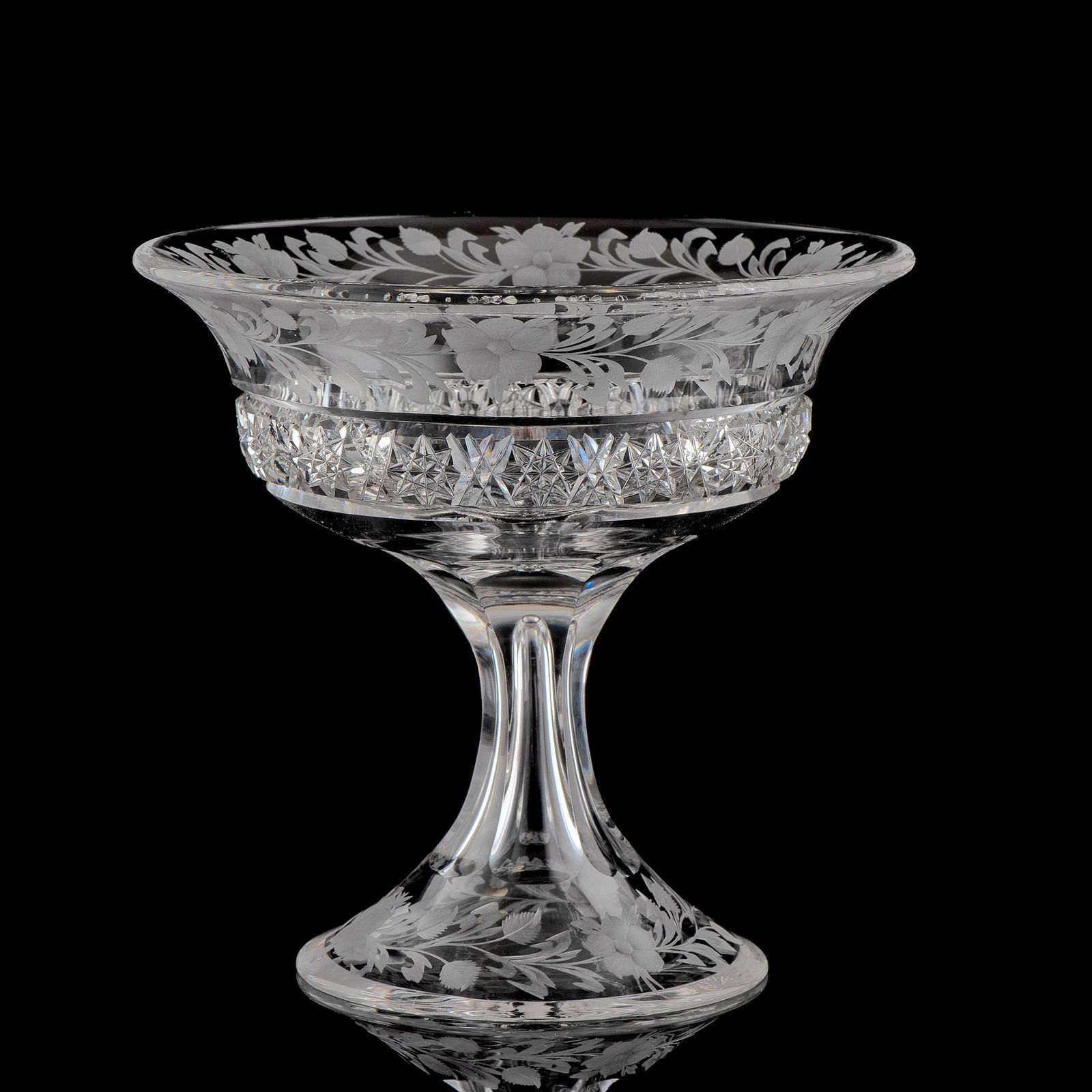 A Tuthill Intaglio and Brilliant-Cut Glass Compote (1 of 5)