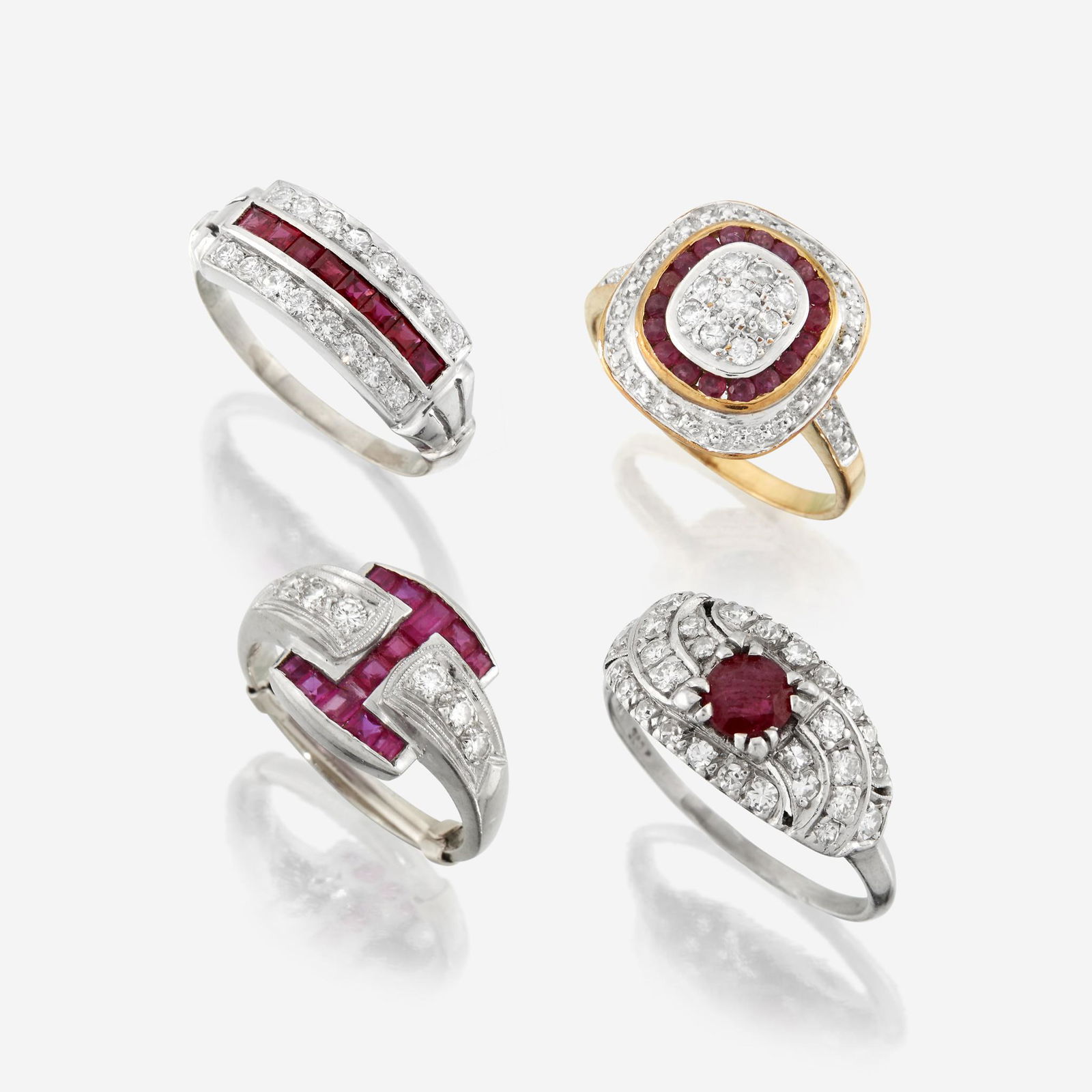 A collection of four ruby and diamond rings (1 of 1)