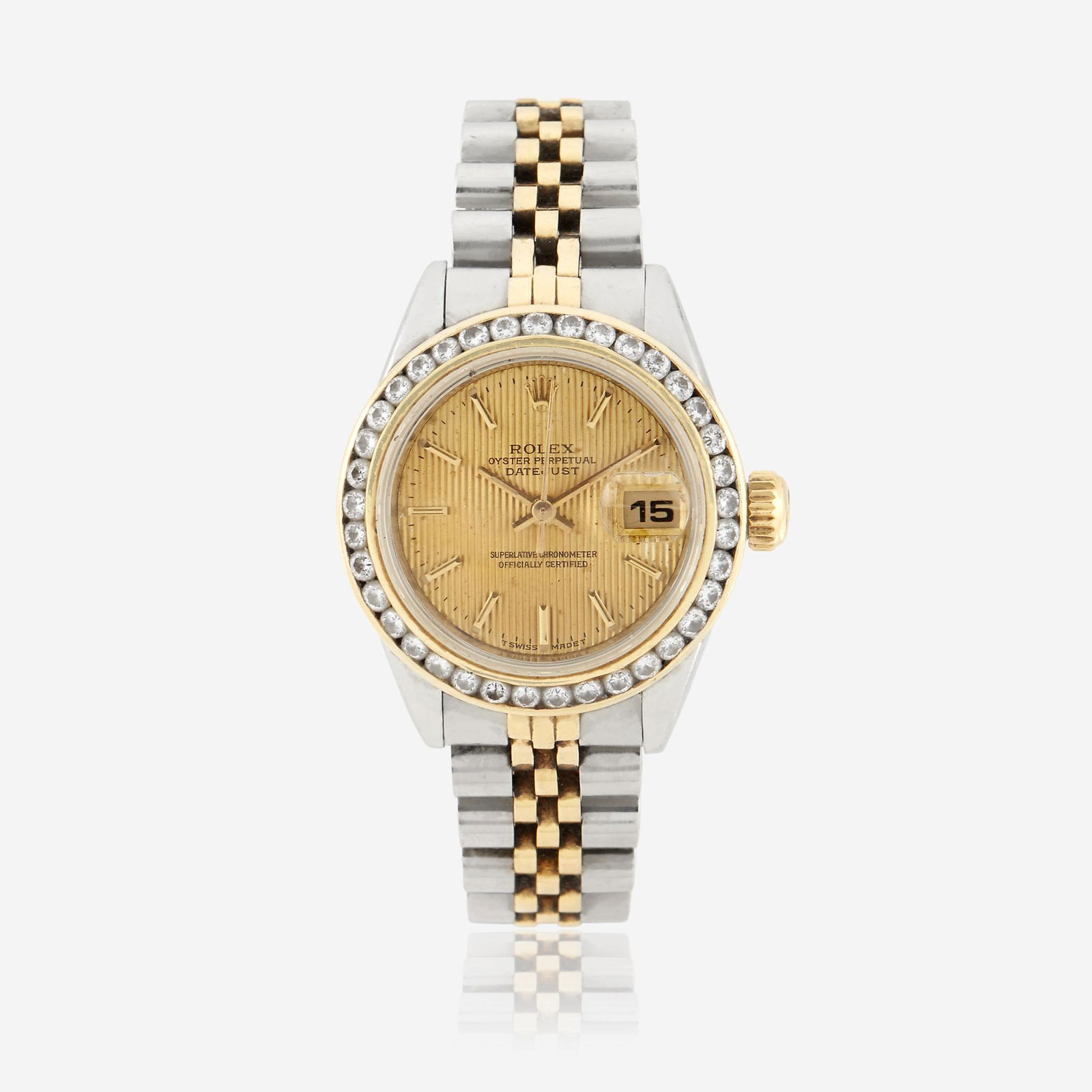 A gold, stainless steel, and diamond, automatic, (1 of 1)