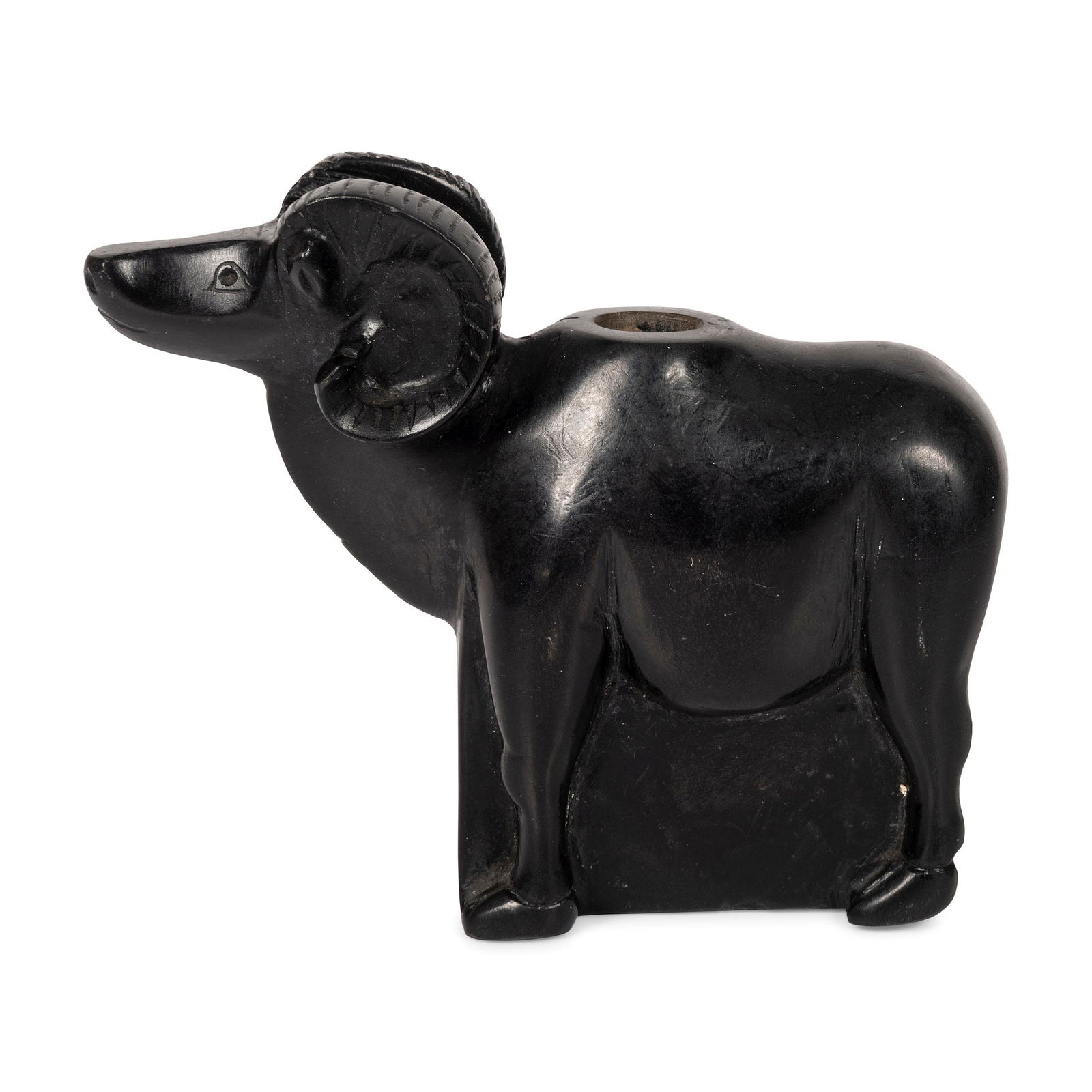 Carved Blackstone Figural Pipe Bowl, Ram   height (1 of 6)