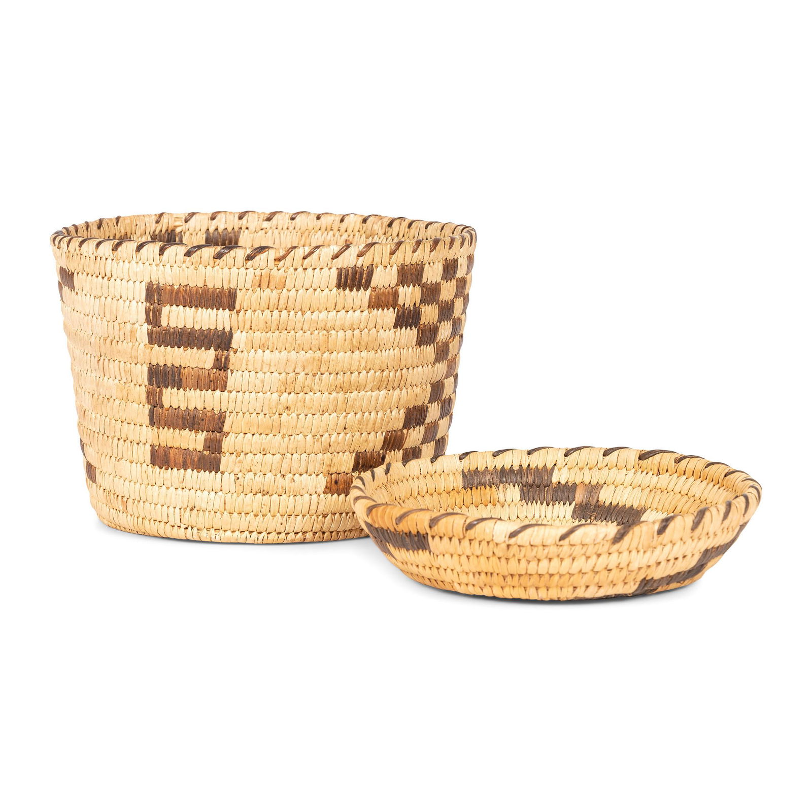Tohono O'odham Baskets   largest height 5 inches x (1 of 3)