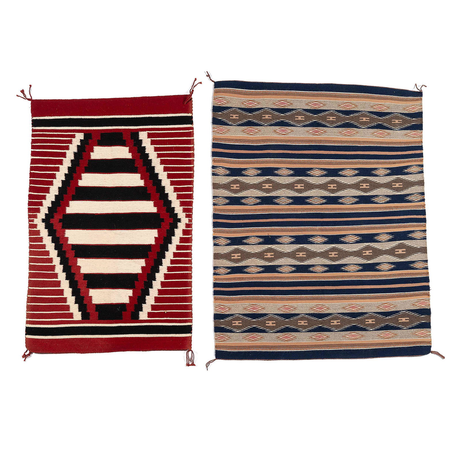 Navajo Regional Weavings / Rugs: Navajo Regional Weavings / Rugs lot of 2, includes: Helen Begay (Dine, 20th century) with Polaroid of weaver 40 x 25 inches Myrtle Frances (Dine, 20th century) Wide Ruins pattern 44 x 33 inches