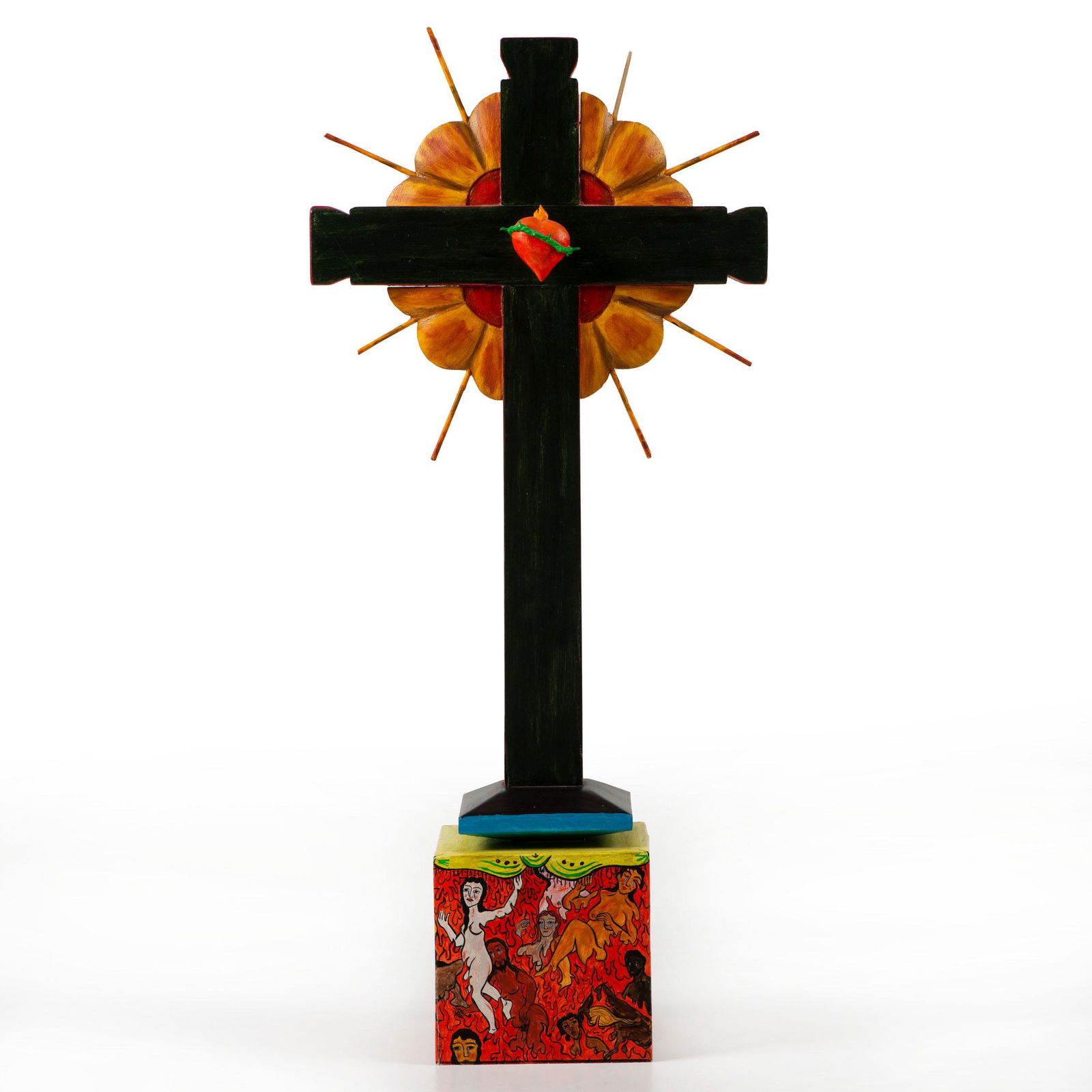 Southwest Folk Art Cross, with Sacred Heart height 24 (1 of 5)