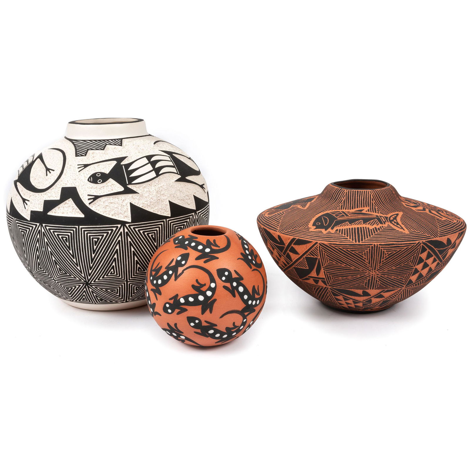 Acoma Pottery Jars, with Reptiles and Animals (1 of 6)