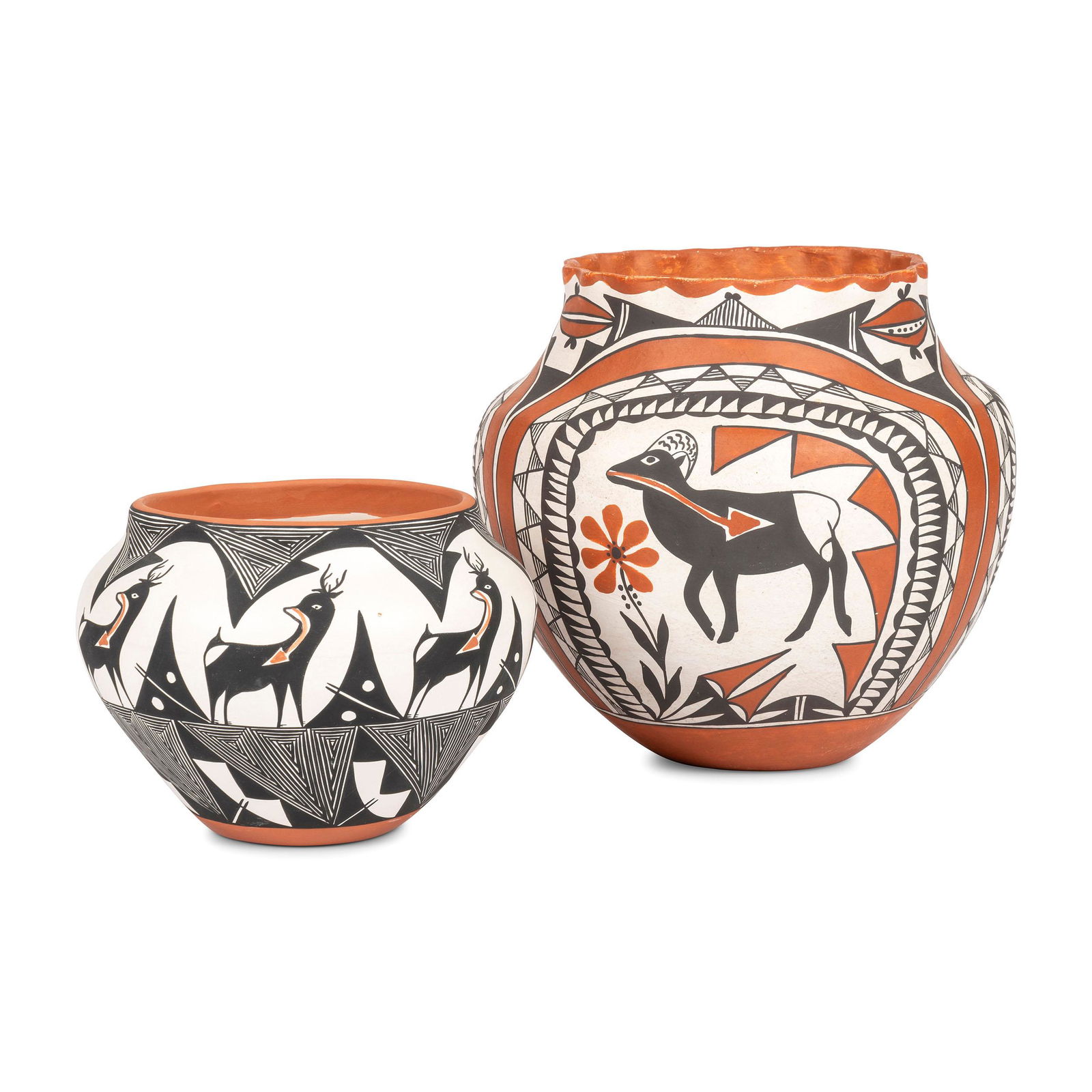 Acoma Pottery Jars, with Deer and Bighorn Heartline (1 of 5)