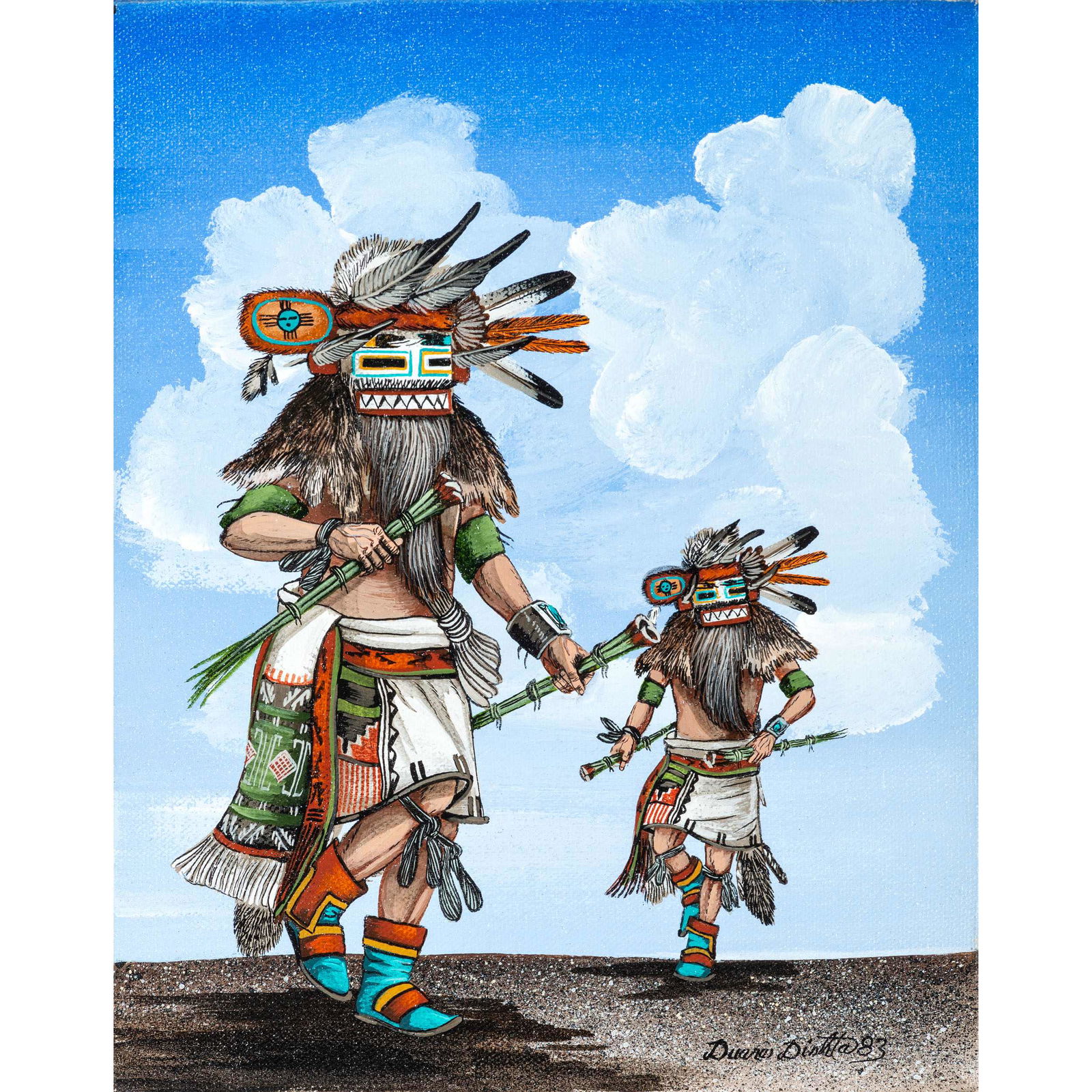 Duane Dishta (Zuni, 1946-2011) Helili Kachina, Zuni, (1 of 3)